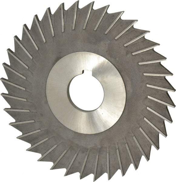 Made in USA - 6" Blade Diam x 3/16" Blade Thickness, 1-1/4" Hole, 48 Teeth, High Speed Steel Side Chip Saw - Straight Tooth, Arbor Connection, Right Hand Cut, Uncoated, with Keyway - Makers Industrial Supply