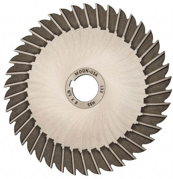 Made in USA - 8" Blade Diam x 1/8" Blade Thickness, 1-1/4" Hole, 42 Teeth, High Speed Steel Side Chip Saw - Straight Tooth, Arbor Connection, Right Hand Cut, Uncoated, with Keyway - Makers Industrial Supply