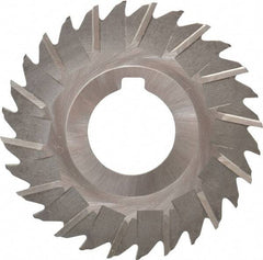 Made in USA - 3" Blade Diam x 1/16" Blade Thickness, 1" Hole, 28 Teeth, High Speed Steel Side Chip Saw - Staggered Tooth, Arbor Connection, Right Hand Cut, Uncoated, with Keyway - Makers Industrial Supply