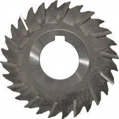 Made in USA - 3" Blade Diam x 1/8" Blade Thickness, 1" Hole, 28 Teeth, High Speed Steel Side Chip Saw - Staggered Tooth, Arbor Connection, Right Hand Cut, Uncoated, with Keyway - Makers Industrial Supply