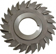 Made in USA - 3" Blade Diam x 3/16" Blade Thickness, 1" Hole, 28 Teeth, High Speed Steel Side Chip Saw - Staggered Tooth, Arbor Connection, Right Hand Cut, Uncoated, with Keyway - Makers Industrial Supply