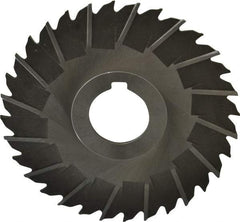 Made in USA - 4" Blade Diam x 5/64" Blade Thickness, 1" Hole, 32 Teeth, High Speed Steel Side Chip Saw - Staggered Tooth, Arbor Connection, Right Hand Cut, Uncoated, with Keyway - Makers Industrial Supply