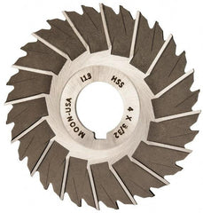 Made in USA - 4" Blade Diam x 3/32" Blade Thickness, 1" Hole, 32 Teeth, High Speed Steel Side Chip Saw - Staggered Tooth, Arbor Connection, Right Hand Cut, Uncoated, with Keyway - Makers Industrial Supply