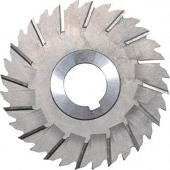 Made in USA - 4" Blade Diam x 5/32" Blade Thickness, 1" Hole, 32 Teeth, High Speed Steel Side Chip Saw - Staggered Tooth, Arbor Connection, Right Hand Cut, Uncoated, with Keyway - Makers Industrial Supply