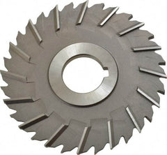 Made in USA - 4" Blade Diam x 3/16" Blade Thickness, 1" Hole, 32 Teeth, High Speed Steel Side Chip Saw - Staggered Tooth, Arbor Connection, Right Hand Cut, Uncoated, with Keyway - Makers Industrial Supply