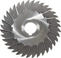 Made in USA - 5" Blade Diam x 3/32" Blade Thickness, 1" Hole, 36 Teeth, High Speed Steel Side Chip Saw - Staggered Tooth, Arbor Connection, Right Hand Cut, Uncoated, with Keyway - Makers Industrial Supply