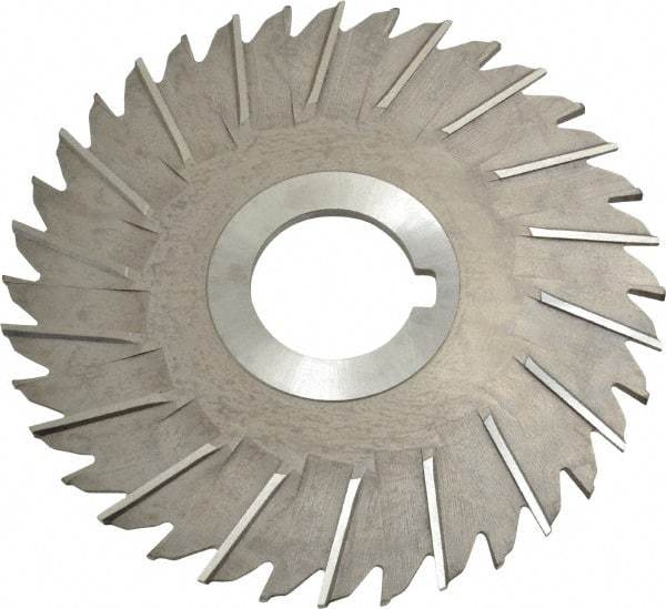 Made in USA - 5" Blade Diam x 1/8" Blade Thickness, 1-1/4" Hole, 36 Teeth, High Speed Steel Side Chip Saw - Staggered Tooth, Arbor Connection, Right Hand Cut, Uncoated - Makers Industrial Supply