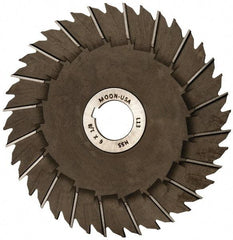 Made in USA - 6" Blade Diam x 1/8" Blade Thickness, 1" Hole, 40 Teeth, High Speed Steel Side Chip Saw - Staggered Tooth, Arbor Connection, Right Hand Cut, Uncoated, with Keyway - Makers Industrial Supply