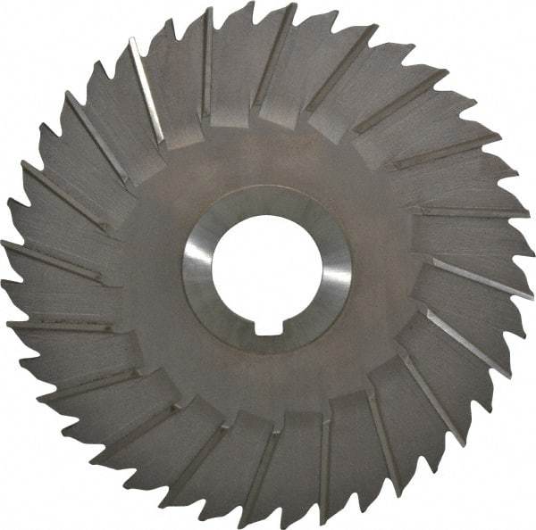 Made in USA - 6" Blade Diam x 5/32" Blade Thickness, 1-1/4" Hole, 40 Teeth, High Speed Steel Side Chip Saw - Staggered Tooth, Arbor Connection, Right Hand Cut, Uncoated, with Keyway - Makers Industrial Supply