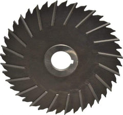 Made in USA - 6" Blade Diam x 3/16" Blade Thickness, 1" Hole, 40 Teeth, High Speed Steel Side Chip Saw - Staggered Tooth, Arbor Connection, Right Hand Cut, Uncoated, with Keyway - Makers Industrial Supply