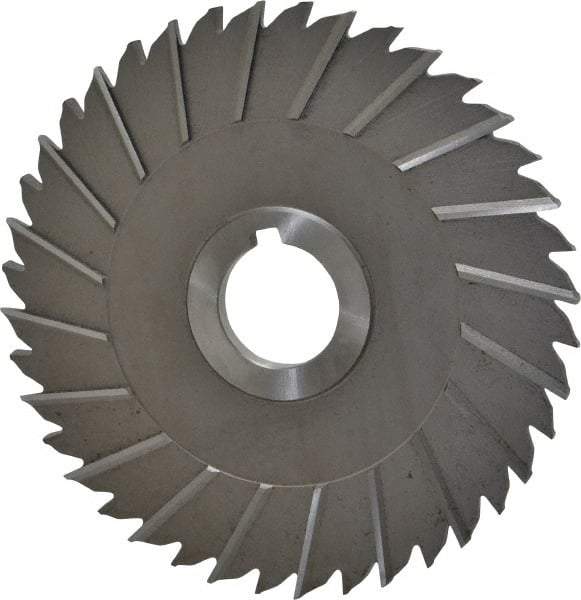 Made in USA - 6" Blade Diam x 1/4" Blade Thickness, 1-1/4" Hole, 40 Teeth, High Speed Steel Side Chip Saw - Staggered Tooth, Arbor Connection, Right Hand Cut, Uncoated - Makers Industrial Supply