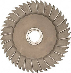 Made in USA - 8" Blade Diam x 1/4" Blade Thickness, 1-1/4" Hole, 48 Teeth, High Speed Steel Side Chip Saw - Staggered Tooth, Arbor Connection, Right Hand Cut, Uncoated, with Keyway - Makers Industrial Supply