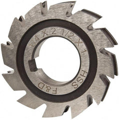 Made in USA - 1/8" Radius, 1/4" Circle Diam, 2-1/2" Diam x 0.445" Wide Cut, High Speed Steel Concave Radius Cutter - 2-1/2" OAL, Arbor Connection, Uncoated, Form Relieved, 10 Teeth - Makers Industrial Supply