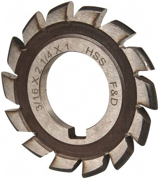 Made in USA - 3/16" Radius, 3/16" Circle Diam, 2-1/4" Cutter Diam, Arbor Connection, Convex Radius Cutter - High Speed Steel, Uncoated, Form Relieved, 14 Teeth - Makers Industrial Supply