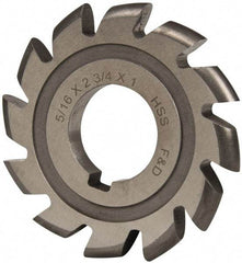 Made in USA - 5/32" Radius, 5/8" Circle Diam, 2-3/4" Cutter Diam, Arbor Connection, Convex Radius Cutter - High Speed Steel, Uncoated, Form Relieved, 12 Teeth - Makers Industrial Supply