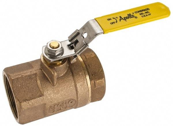 Apollo - 2" Pipe, Standard Port, Bronze Standard Ball Valve - 2 Piece, NPT Ends, Locking Lever Handle, 600 WOG, 150 WSP - Makers Industrial Supply