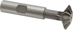 Made in USA - 1° 1" Cut Diam, 5/16" Cut Width, 1/2" Shank, High Speed Steel Double-Angle Cutter - Makers Industrial Supply