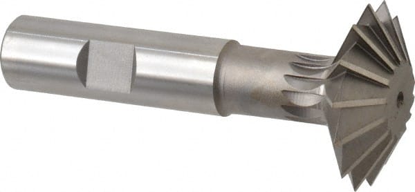 Made in USA - 1-1/2° 1-1/2" Cut Diam, 1/2" Cut Width, 5/8" Shank, High Speed Steel Double-Angle Cutter - Makers Industrial Supply