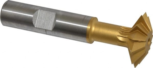 Made in USA - 1° 1" Cut Diam, 5/16" Cut Width, 1/2" Shank, High Speed Steel Double-Angle Cutter - Makers Industrial Supply