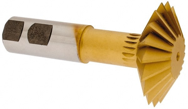 Made in USA - 2-1/4° 2-1/4" Cut Diam, 3/4" Cut Width, 7/8" Shank, High Speed Steel Double-Angle Cutter - Makers Industrial Supply