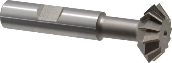 Made in USA - 1° 1" Cut Diam, 3/8" Cut Width, 1/2" Shank, High Speed Steel Double-Angle Cutter - Makers Industrial Supply