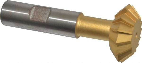 Made in USA - 1-3/8° 1-3/8" Cut Diam, 1/2" Cut Width, 5/8" Shank, High Speed Steel Double-Angle Cutter - Makers Industrial Supply