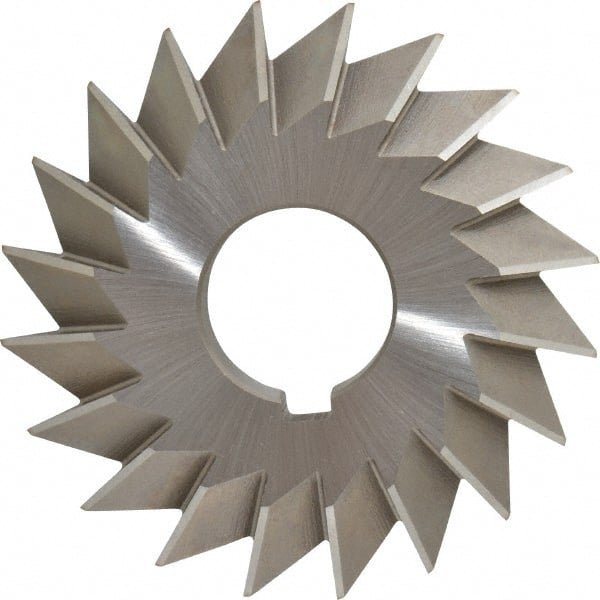 Made in USA - 4° 4" Cut Diam, 3/4" Cut Width, 1-1/4" Arbor, High Speed Steel Double-Angle Cutter - Makers Industrial Supply