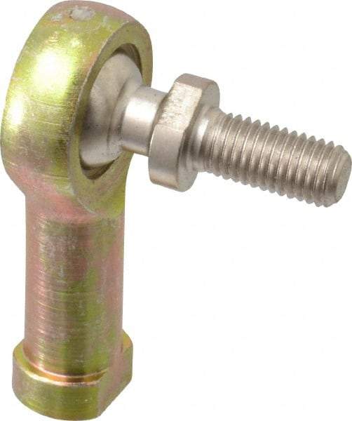 Alinabal - 1/4" ID, 3/4" Max OD, 1,650 Lb Max Static Cap, Spherical Rod End - 1/4-28 RH, 3/8" Shank Diam, 3/4" Shank Length, Steel with Molded Nyloy Raceway - Makers Industrial Supply