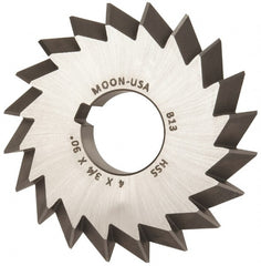 Made in USA - 4° 4" Cut Diam, 3/4" Cut Width, 1-1/4" Arbor, High Speed Steel Double-Angle Cutter - Makers Industrial Supply