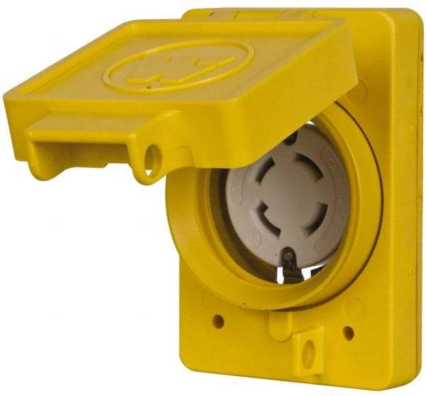 Value Collection - 250 VAC, 30 Amp, L15-30R NEMA, Self Grounding Receptacle - 3 Poles, 3 Wire, Female End, Yellow - Makers Industrial Supply