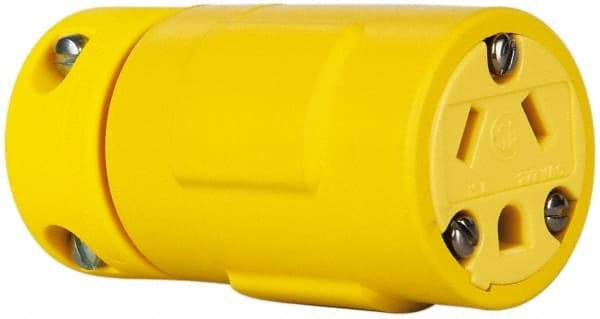 Value Collection - 277 VAC, 15 Amp, 7-15 NEMA, Straight, Ungrounded, Industrial Grade Connector - 2 Pole, 3 Wire, Rubber, Yellow - Makers Industrial Supply