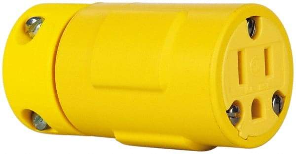 Value Collection - 125 VAC, 15 Amp, 5-15 NEMA, Straight, Ungrounded, Industrial Grade Connector - 2 Pole, 3 Wire, 1 Phase, Rubber, Yellow - Makers Industrial Supply