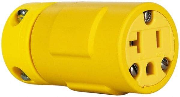 Value Collection - 125 VAC, 20 Amp, 5-20 NEMA, Straight, Ungrounded, Industrial Grade Connector - 2 Pole, 3 Wire, 1 Phase, Rubber, Yellow - Makers Industrial Supply