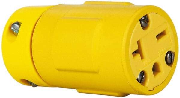 Value Collection - 250 VAC, 20 Amp, 6-20 NEMA, Straight, Ungrounded, Industrial Grade Connector - 2 Pole, 3 Wire, 1 Phase, Rubber, Yellow - Makers Industrial Supply