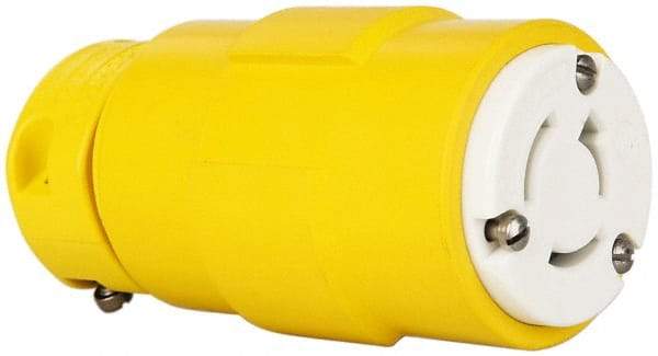 Value Collection - 125/250 VAC, 20 Amp, NonNEMA, Straight, Ungrounded, Industrial Grade Connector - 3 Pole, 3 Wire, 1 Phase, Rubber, Yellow - Makers Industrial Supply