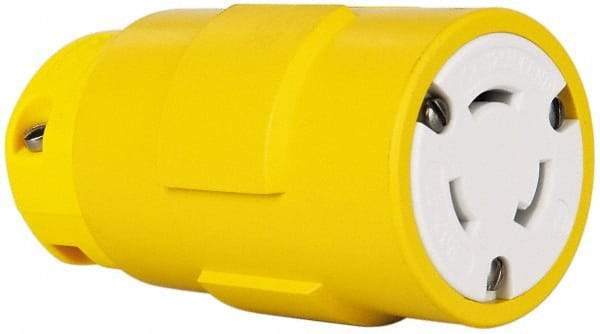 Value Collection - 125 VAC, 20 Amp, L5-20 NEMA, Straight, Ungrounded, Industrial Grade Connector - 2 Pole, 3 Wire, 1 Phase, Rubber, Yellow - Makers Industrial Supply