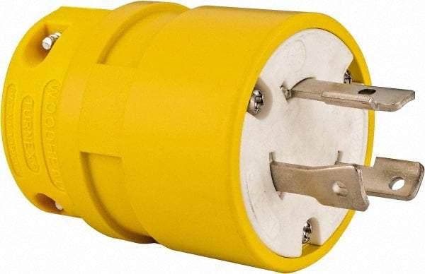 Value Collection - 277 VAC, 30 Amp, L7-30 NEMA, Straight, Ungrounded, Industrial Grade Plug - 2 Pole, 3 Wire, 1 Phase, Rubber, Yellow - Makers Industrial Supply