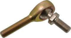 Alinabal - 1/4" ID, 3/4" Max OD, 1,650 Lb Max Static Cap, Spherical Rod End - 1/4-28 RH, 3/8" Shank Diam, 1" Shank Length, Steel with Molded Nyloy Raceway - Makers Industrial Supply