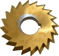 Made in USA - 4° 4" Cut Diam, 1/2" Cut Width, 1-1/4" Arbor, High Speed Steel Double-Angle Cutter - Makers Industrial Supply