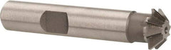 Made in USA - 1/2" Diam x 1/8" Width of Cut, 45° Included Angle, Shank Connection, High Speed Steel Single Angle Cutter - 3/8" Shank Diam, 2-1/8" Overall Length, Right Hand Cut, Uncoated - Makers Industrial Supply