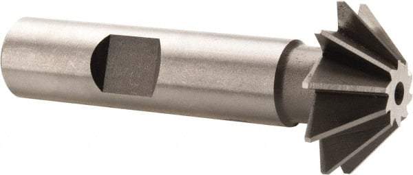 Made in USA - 1" Diam x 5/16" Width of Cut, 45° Included Angle, Shank Connection, High Speed Steel Single Angle Cutter - 1/2" Shank Diam, 2-1/2" Overall Length, Right Hand Cut, Uncoated - Makers Industrial Supply