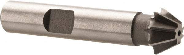 Made in USA - 1/2" Diam x 7/32" Width of Cut, 60° Included Angle, Shank Connection, High Speed Steel Single Angle Cutter - 3/8" Shank Diam, 2-1/8" Overall Length, Right Hand Cut, Uncoated - Makers Industrial Supply