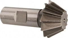 Made in USA - 1-1/2" Diam x 5/8" Width of Cut, 60° Included Angle, Shank Connection, High Speed Steel Single Angle Cutter - 3/4" Shank Diam, 2-3/4" Overall Length, Right Hand Cut, Uncoated - Makers Industrial Supply