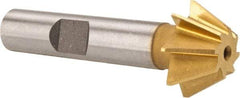 Made in USA - 3/4" Diam x 5/16" Width of Cut, 60° Included Angle, Shank Connection, High Speed Steel Single Angle Cutter - 3/8" Shank Diam, 2-1/8" Overall Length, Right Hand Cut, TiN Coated - Makers Industrial Supply