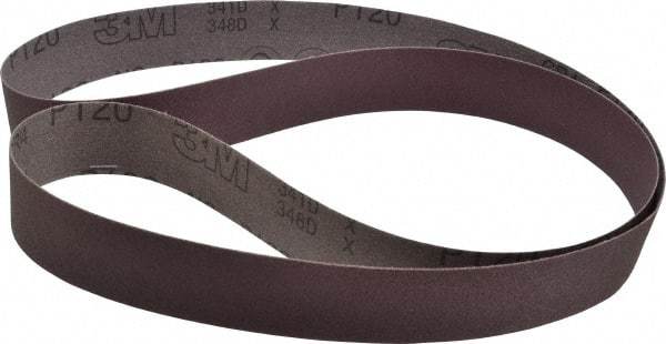 3M - 1-1/2" Wide x 60" OAL, 120 Grit, Aluminum Oxide Abrasive Belt - Aluminum Oxide, Fine, Coated, X Weighted Cloth Backing, Series 341D - Makers Industrial Supply