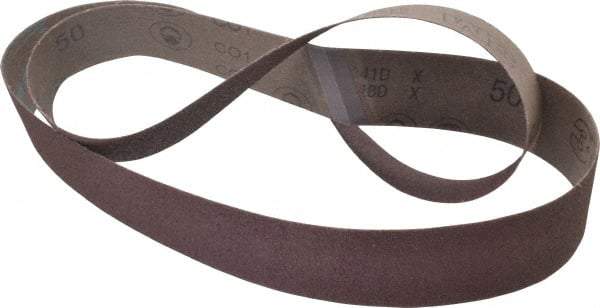 3M - 2" Wide x 60" OAL, 50 Grit, Aluminum Oxide Abrasive Belt - Aluminum Oxide, Coarse, Coated, X Weighted Cloth Backing, Series 241D - Makers Industrial Supply