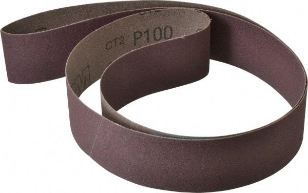 3M - 2" Wide x 60" OAL, 100 Grit, Aluminum Oxide Abrasive Belt - Aluminum Oxide, Fine, Coated, X Weighted Cloth Backing, Series 341D - Makers Industrial Supply