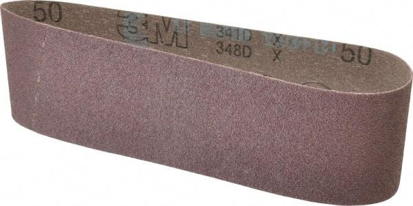 3M - 3" Wide x 21" OAL, 50 Grit, Aluminum Oxide Abrasive Belt - Aluminum Oxide, Coarse, Coated, X Weighted Cloth Backing, Series 341D - Makers Industrial Supply