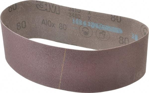 3M - 3" Wide x 24" OAL, 80 Grit, Aluminum Oxide Abrasive Belt - Aluminum Oxide, Medium, Coated, X Weighted Cloth Backing, Series 341D - Makers Industrial Supply