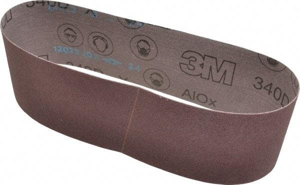 3M - 3" Wide x 24" OAL, 100 Grit, Aluminum Oxide Abrasive Belt - Aluminum Oxide, Fine, Coated, X Weighted Cloth Backing, Series 340D - Makers Industrial Supply